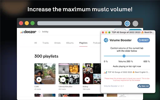 Volume Max – Ultimate Sound Booster para sa Iyong Browser - Screenshot 1