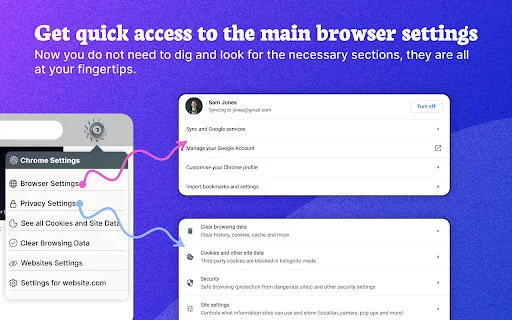 Settings for Chrome – Mabilis na Access sa Chrome Settings - Screenshot 1